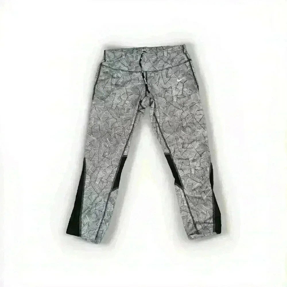 Nike Running Dri-Fit Leggings Women’s Black & White Pull On Size S 4363